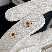 HOBO BAG 21 IN WHITE GRAINED CALFSKIN GOLD HARDWARE