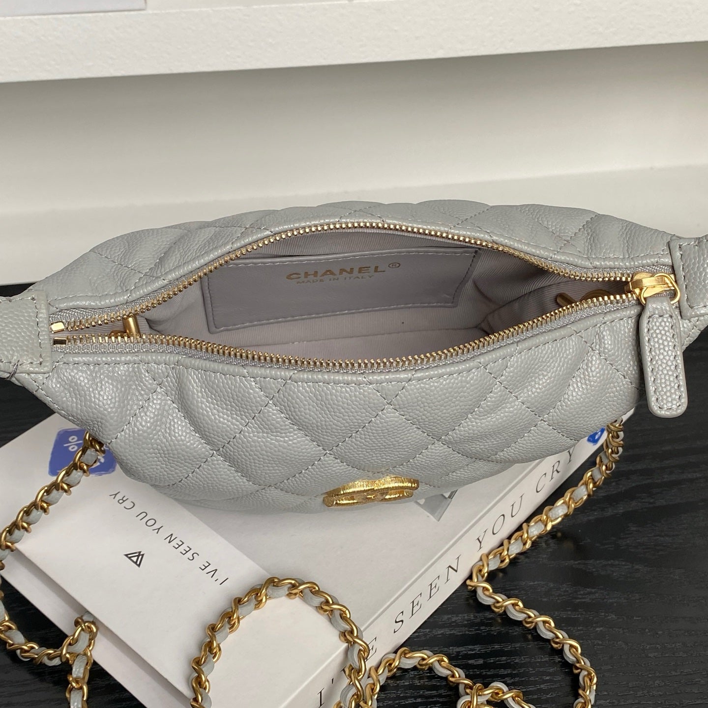 CHANEL 25S HOBO BAG 22 IN GREY CAVIAR LEATHER