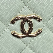 CHANEL 25S COCO CRUSH HANDLE BAG 19 IN LIGHT GREEN CAVIAR LEATHER