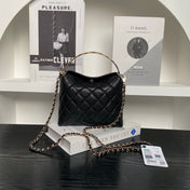CHANEL 25S COCO CRUSH HANDLE BAG 19 IN BLACK CAVIAR LEATHER