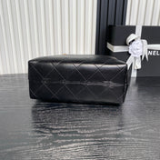 CHANEL 25S HOBO BAG 33 IN BROWN SUEDE AND BLACK CALFSKIN WITH GOLD HARDWARE