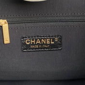 CHANEL 25S HOBO BAG 36 IN GREY SUEDE AND BLACK CALFSKIN WITH GOLD HARDWARE