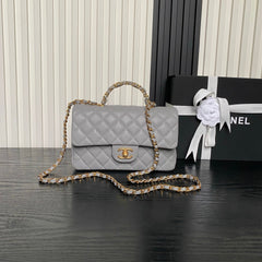 CHANEL 25S FLAP BAG 22 CM IN GREY CAVIAR WITH GOLD HARDWARE