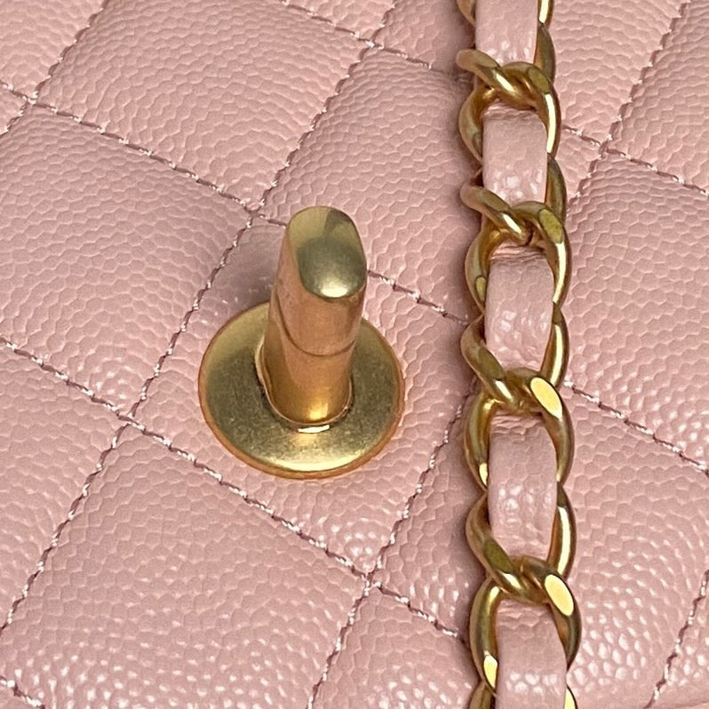 CHANEL 25S FLAP BAG 19 IN PINK CALFSKIN GOLD HARDWARE
