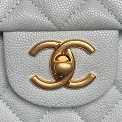 CHANEL 25S FLAP BAG 22 IN LIGHT BLUE CALFSKIN GOLD HARDWARE