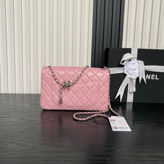 CHANEL 25S FLAP BAG 23 IN LIGHT PINK CALFSKIN SILVER HARDWARE