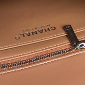 CHANEL 25S FLAP BAG 23 IN DARK CARAMEL CALFSKIN SILVER HARDWARE