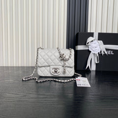 CHANEL 25S MINI FLAP BAG 18 IN WHITE CALFSKIN