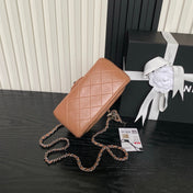 CHANEL 25S MINI FLAP BAG 18 IN DARK CARAMEL CALFSKIN