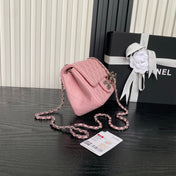 CHANEL 25S MINI FLAP BAG 18 IN PINK CALFSKIN
