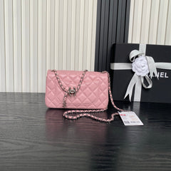 CHANEL 25S FLAP BAG 20 IN PINK BABY CALFSKIN SILVER HARDWARE