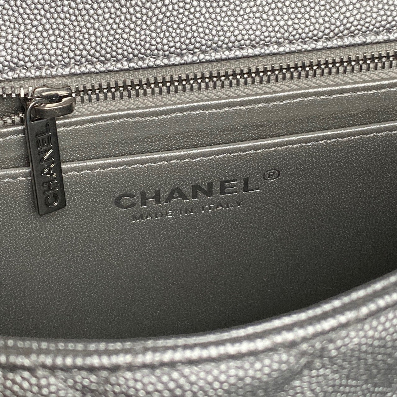 CHANEL 25S FLAP BAG 23 IN DARK GRAY CALFSKIN SILVER HARDWARE