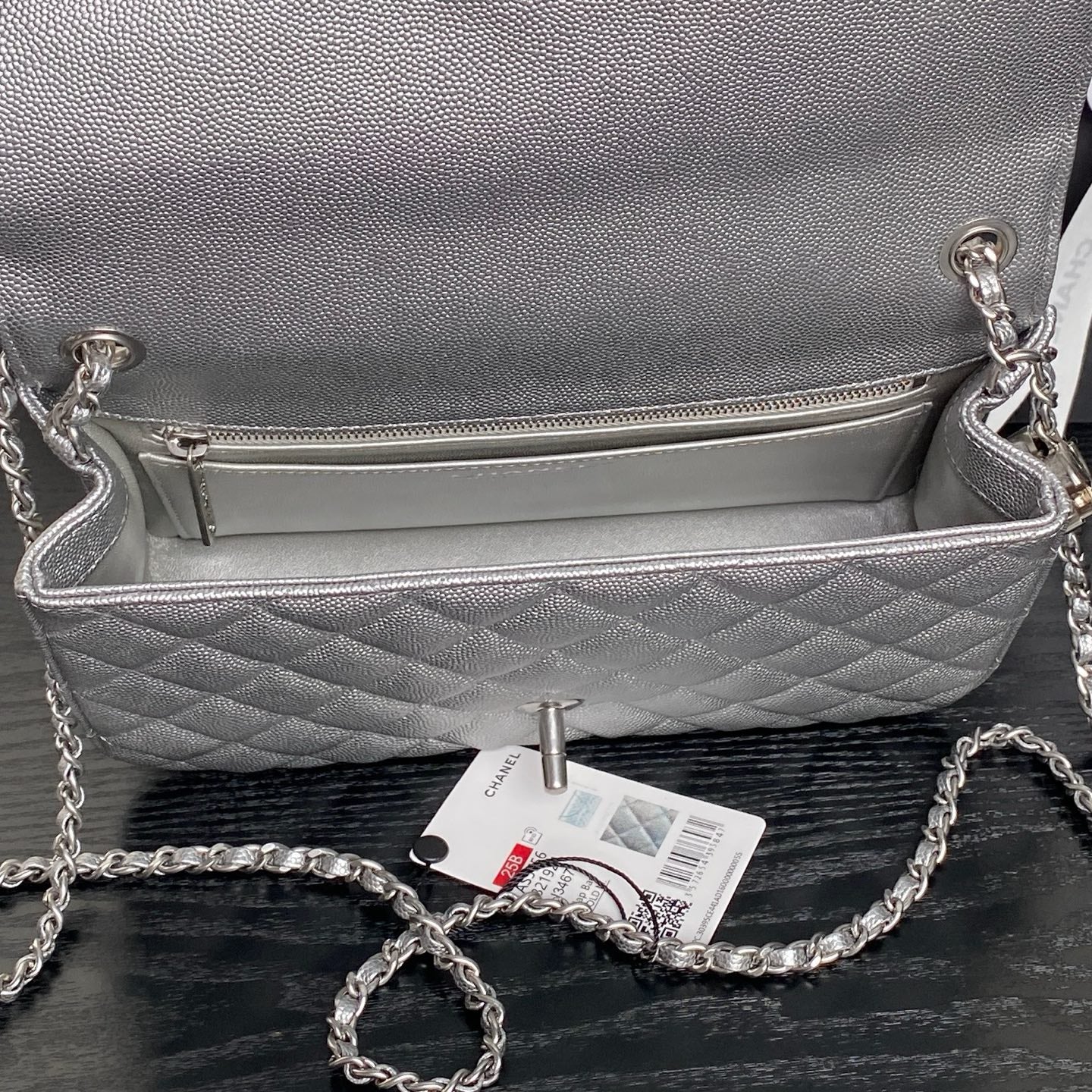 CHANEL 25S FLAP BAG 23 IN DARK GRAY CALFSKIN SILVER HARDWARE