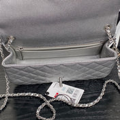 CHANEL 25S FLAP BAG 23 IN DARK GRAY CALFSKIN SILVER HARDWARE
