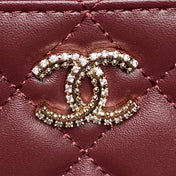 CHANEL 25S VANITY BAG 17 IN DARK RED LAMBSKIN WITH GOLD HARDWARE
