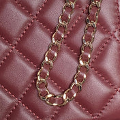 CHANEL 25S VANITY BAG 17 IN DARK RED LAMBSKIN WITH GOLD HARDWARE