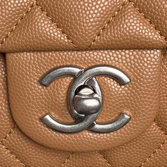CHANEL 25S FLAP BAG 19 IN CARAMEL CALFSKIN SILVER HARDWARE