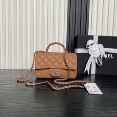 CHANEL 25S FLAP BAG 19 IN CARAMEL CALFSKIN SILVER HARDWARE