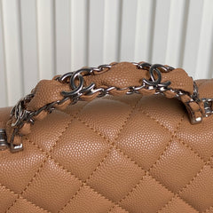 CHANEL 25S FLAP BAG 19 IN CARAMEL CALFSKIN SILVER HARDWARE