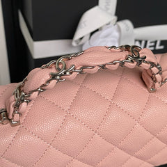 CHANEL 25S FLAP BAG 22 IN PINK CALFSKIN SILVER HARDWARE