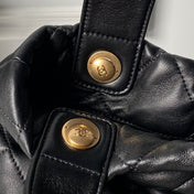 CHANEL 25S BOW BAG 38 IN BLACK LAMBSKIN WITH GOLD HARDWARE