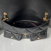 CHANEL 25S FLAP BAG 45 IN BLACK LAMBSKIN WITH GOLD HARDWARE