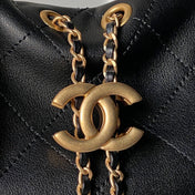 CHANEL 25S HOBO BAG 45 IN BLACK LAMBSKIN