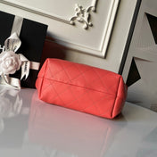 CHANEL 25S HOBO BAG 32 IN CORAL RED LAMBSKIN