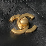 CHANEL 25S TOTE BAG 28 IN BLACK CALFSKIN WITH GOLD HARDWARE