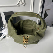 CHANEL 25S HOBO BAG 32 IN DARK GREEN LAMBSKIN