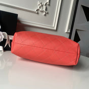 CHANEL 25S HOBO BAG 45 IN CORAL RED LAMBSKIN