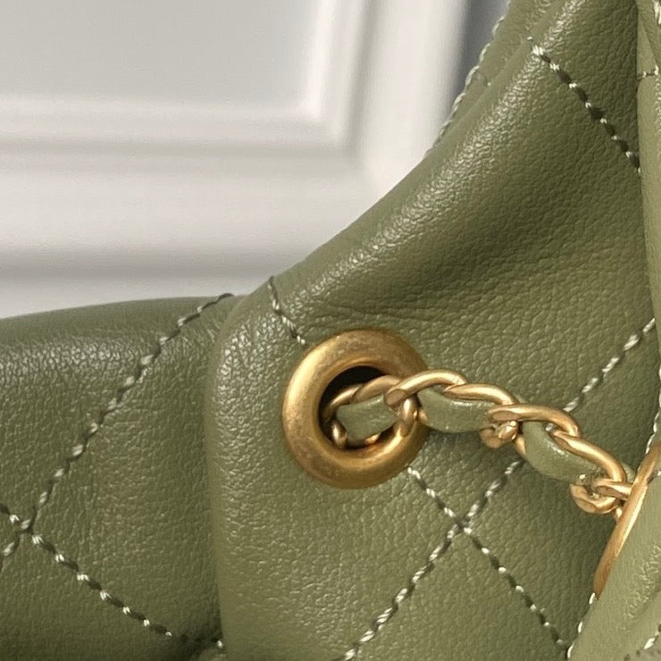 CHANEL 25S HOBO BAG 45 IN DARK GREEN LAMBSKIN