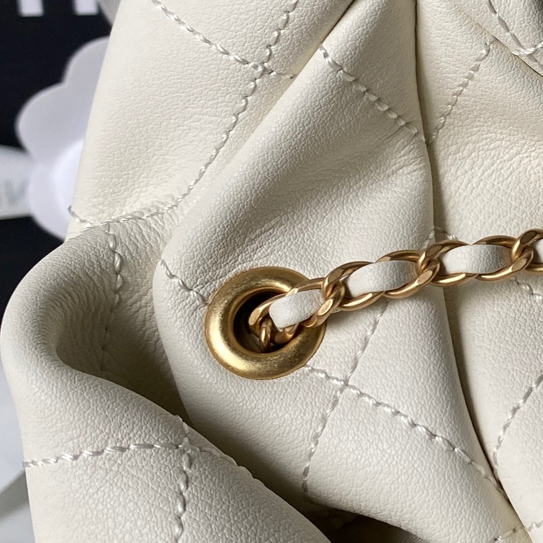 CHANEL 25S HOBO BAG 45 IN CREAM WHITE LAMBSKIN