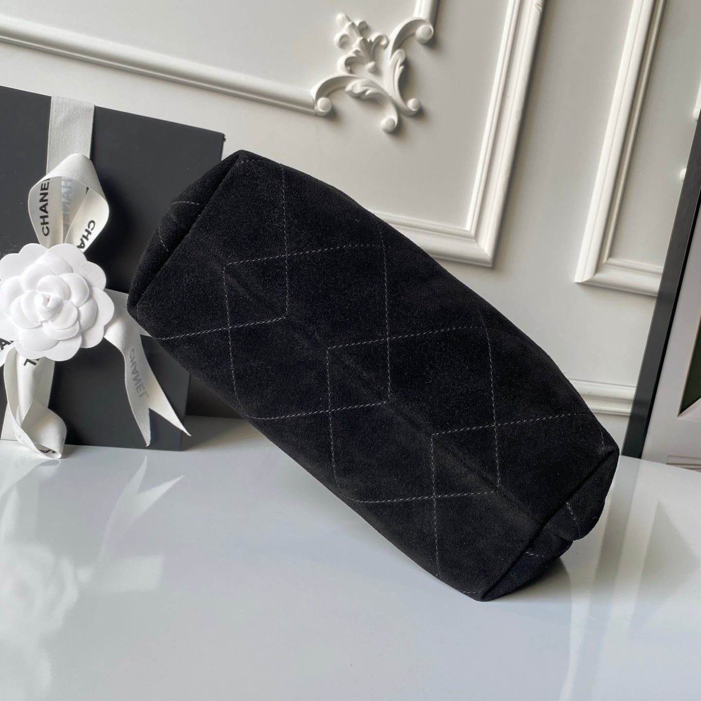 CHANEL 25S HOBO BAG 31 IN BLACK SUEDE WITH GOLD HARDWARE