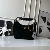 CHANEL 25S HOBO BAG 31 IN BLACK SUEDE WITH GOLD HARDWARE