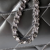 CHANEL 25S FLAP BAG 29 IN SILVER METALLIC CALFSKIN