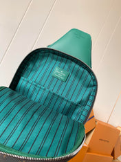 AVENUE SLINGBAG 31 IN BROWN MIX GREEN DAMIER GRAPHITE CANVAS