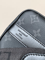 LV 25S KEEPALL 25 WITH SHOULDER STRAP IN BLACK AQUA COATED MONOGRAM ECLIPSE CANVAS AND CALFSKIN