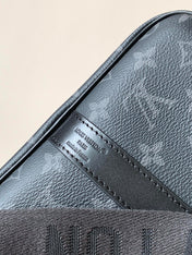 LV 25S KEEPALL 45 WITH SHOULDER STRAP IN BLACK ORANGE COATED MONOGRAM ECLIPSE CANVAS AND CALFSKIN