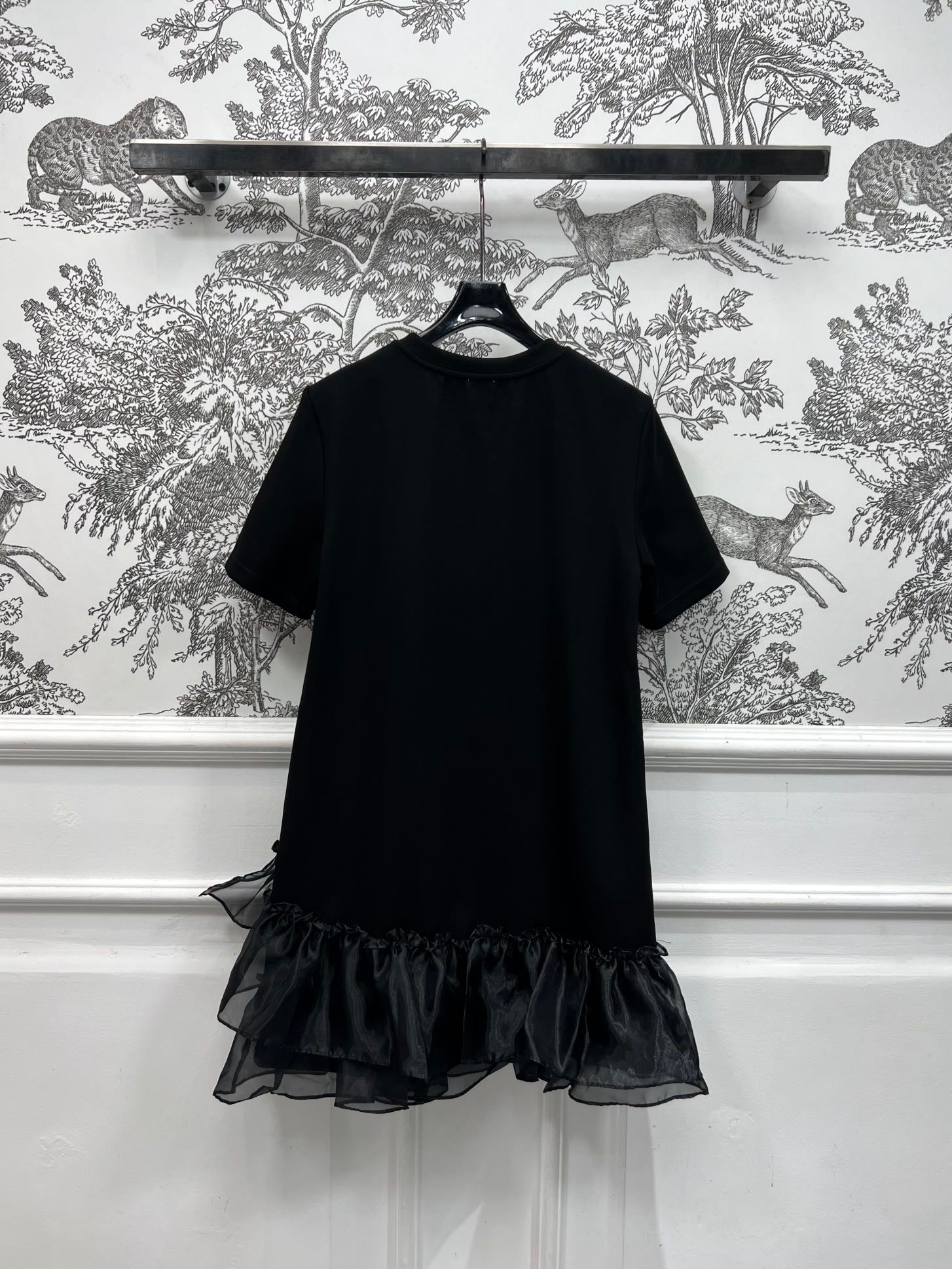 LOEWE SHORT SLEEVE CREW NECK ORGANZA DRESS 268755