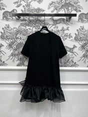 LOEWE SHORT SLEEVE CREW NECK ORGANZA DRESS 268755