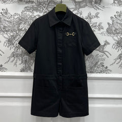 GUCCI SHORT SLEEVE NOTCHED COLLAR ROMPER 268515