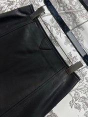 PRADA SHORT LEATHER SKIRT WITH ZIPPER 274475