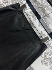 PRADA SHORT LEATHER SKIRT WITH ZIPPER 274475