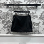 PRADA SHORT LEATHER SKIRT WITH ZIPPER 274475
