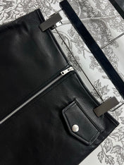 PRADA SHORT LEATHER SKIRT WITH ZIPPER 274475