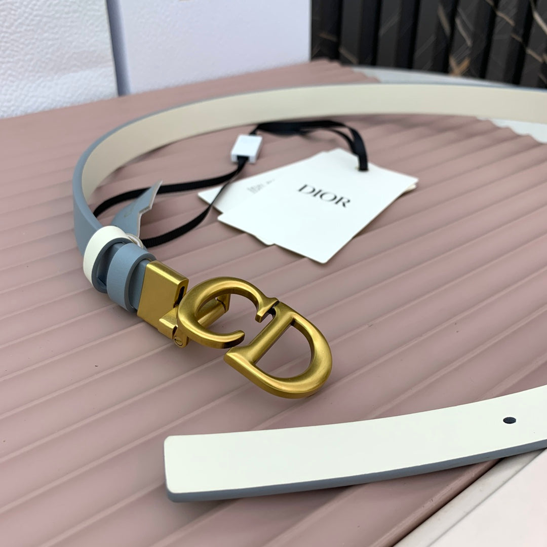 DIOR 25S BELT 20 MM IN STEEL BLUE CALFSKIN 568720