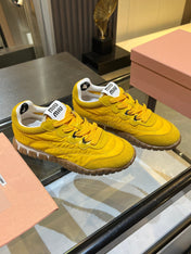 MIUMIU 26S SNEAKERS IN YELLOW FABRIC AND SUEDE