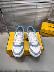 FENDI MATCH LOW TOPS IN CERULEAN BLUE MIX WHITE CALFSKIN AND MESH
