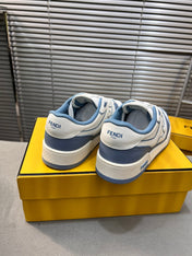 FENDI MATCH LOW TOPS IN CERULEAN BLUE MIX WHITE CALFSKIN AND MESH